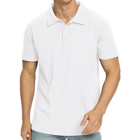 Iceglad Polo Shirts for Men Short Sleeve Soft Cotton Collared Shirt