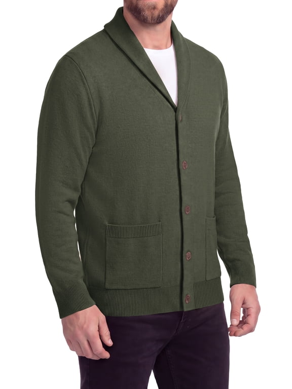 Men's Shawl Collar Cardigan Button Down Long Sleeve Knitwear with Pockets Soft Warm Casual Vintage Style Layering Sweater Jacket Relaxed Fit Fall Winter Fashion Outerwear for Men