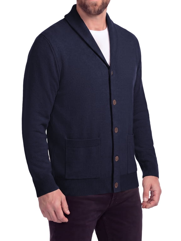Men's Shawl Collar Cardigan Sweater Button Down Long Sleeve Knitwear Casual Knit Sweater with Pockets for Fall Winter