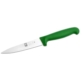 Icel 245306112 Utility Knife with 4-1/2 Inch Serrated-Edge Stainless Steel Blade and Green Plastic Handle
