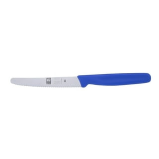 SiliSlick Steak Knife Set - Iridescent/Rainbow Titanium Coated Stainless Steel Knives - 5 inch / 12.7cm - (Blue) Blue Handle / 4