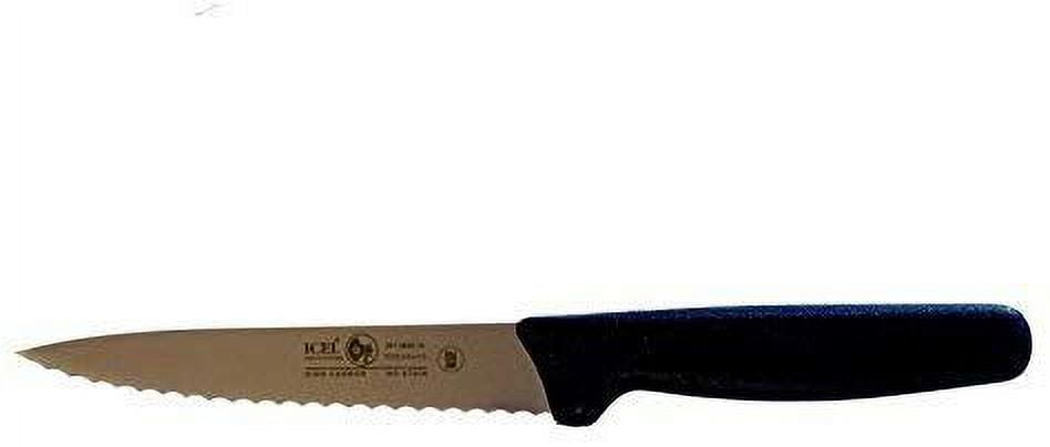 Icel Cutlery Stiff Boning Knife with Extra Wide Serrated Blade, 5-1/2-Inch, Black