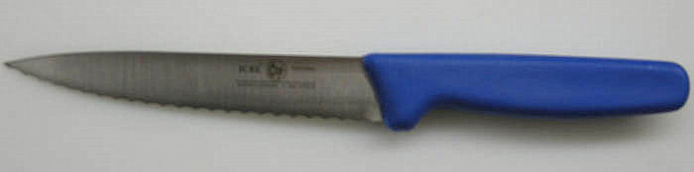 Icel Utility Knife, Wavy Edge, 5-1/2" Blade, Blue Plastic Handle