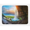 thumbnail image 1 of Iceland Bath Mat, Seljalandsfoss Waterfall During Sunset Scenery Cloudscape Wilderness, Plush Bathroom Decor Mat with Non Slip Backing, 29.5" X 17.5", Multicolor, by Ambesonne, 1 of 2