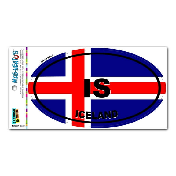 Iceland Country Flag - IS Euro Oval Flag MAG-NEATO'S(TM) Car/Refrigerator Magnet