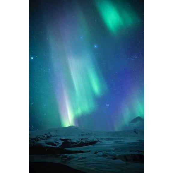 Iceland, Fjallsarlon. the Northern Lights Appearing in the Sky at Fjallsarlon, Scenic Unframed Photographic Print Wall Art by Katie Garrod Sold by Art.Com