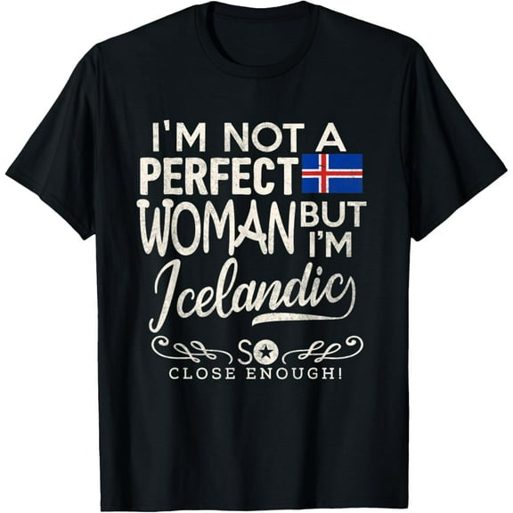 Iceland Flag Woman Shirt Icelander Pride Souvenir Funny T-ShirtMen and women, Black T-shirt, size: Extra large S-4XL
