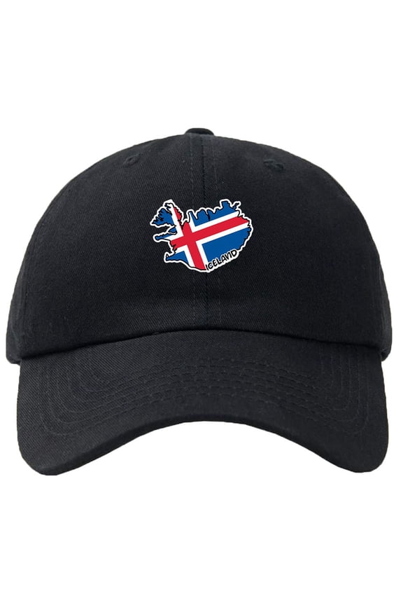 Iceland Map Flag Baseball Cap Hat Hook & Loop Closure - Personalize it!