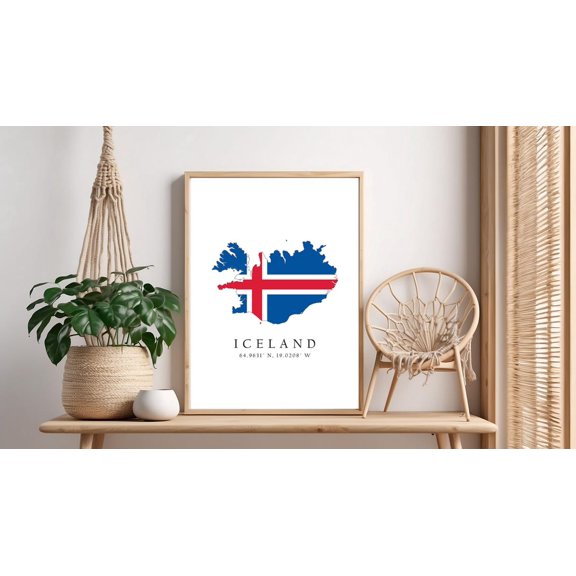 Iceland Map Print Minimalist Flag Design