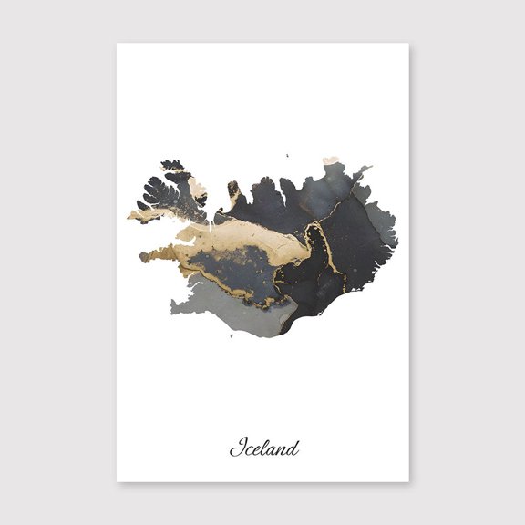 Iceland Map Typography Canvas – Modern Country Decor for Office Space – 8x12 inch
