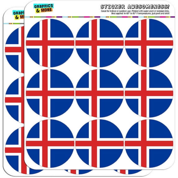 Iceland National Country Flag 18 2" Planner Calendar Scrapbooking Crafting Stickers