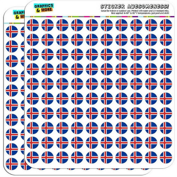 Iceland National Country Flag 200 1/2" (0.5") Planner Calendar Scrapbooking Crafting Stickers