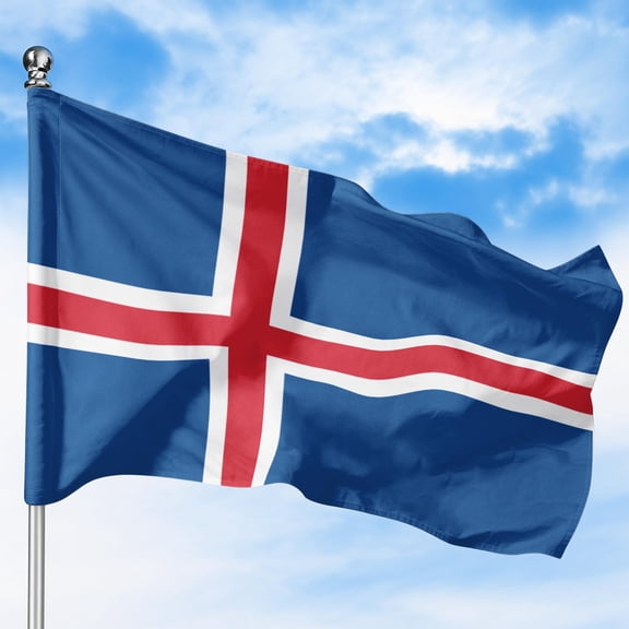 Iceland Outdoor Flag (1x1.5ft) by DreamController - Durable, Fade-Resistant Polyester, Double-Stitched, Brass Grommets - HD Printed Northern Europe Flag - Made in USA