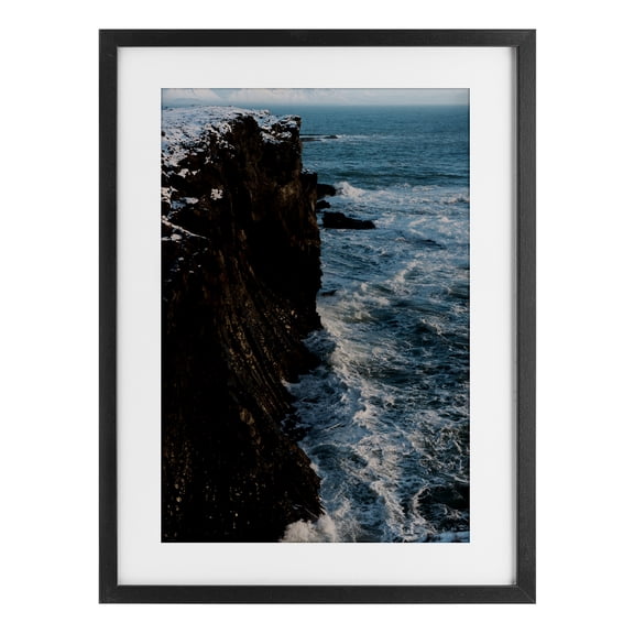 Stupell Industries Iceland Peninsula Cliff Black Framed Print Under Glass, design by Jade Sharp Photo, 20 x 14