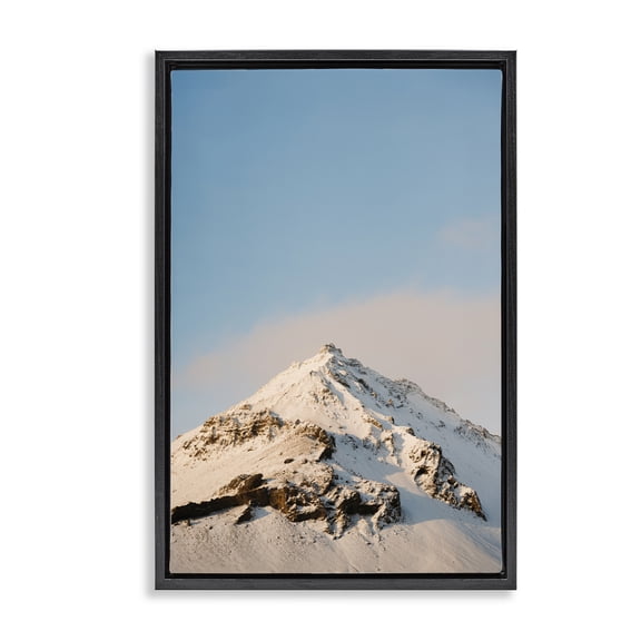 Stupell Industries Iceland Peninsula Snowy Peak Black Framed Floater Canvas Wall Art, design by Jade Sharp Photo, 25 x 17