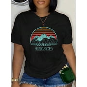 Iceland Retro Vintage 80s Style Relaxed Fit Classic Comfort Cotton T-Shirt Womens Mens Graphic Tee Crew Neck summer vacation Tops