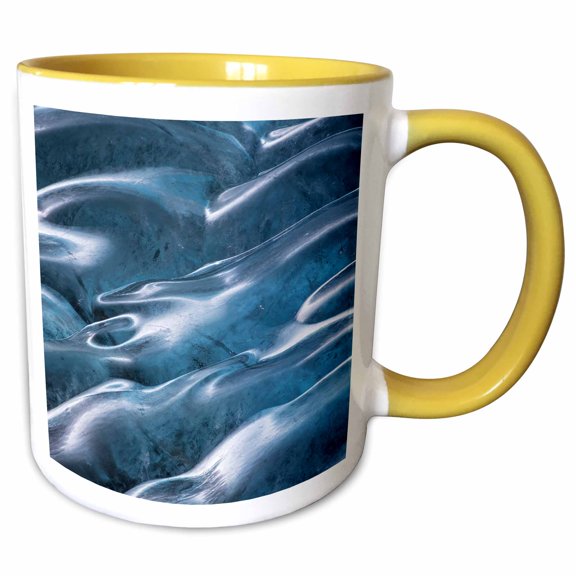 3drose, Iceland. Skaftafell National Park. Vatnajokull Ice Caves. Ice Details., 11oz Two-tone Yellow Mug