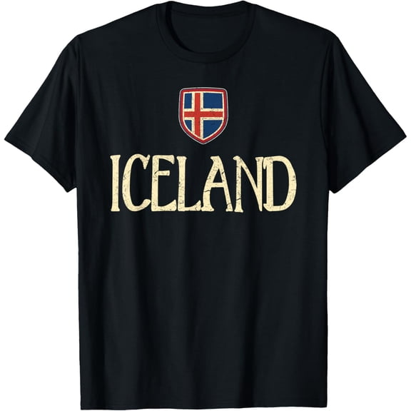 Iceland T-shirt Icelandic Flag Souvenir Love Gift T-ShirtMen and women, Black T-shirt, size: Extra large S-4XL