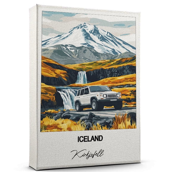 Iceland Travel Poster Canvas – Kirkjufell Canvas – Unique Gift Idea for Home, Office, or Living Space