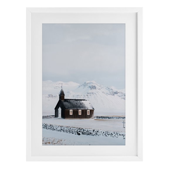 Stupell Industries Icelandic Church Snowscape White Framed Print Under Glass, design by Jade Sharp Photo, 23 x 17