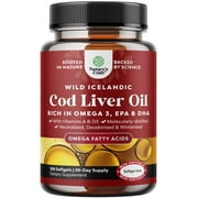 Icelandic Cod Liver Oil Softgels - Wild Caught EPA DHA Omega 3 Fish Oil 1000mg per serving - Burpless Fish Oil Supplement with Vitamin D3 and A for Heart Joint Brain and Immune Support