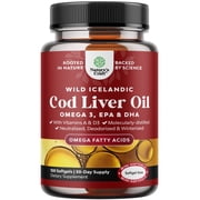 Natures Craft Wild Icelandic Cod Liver Oil Softgels, Omega 3 & Vitamin D Supplement, 100 Count