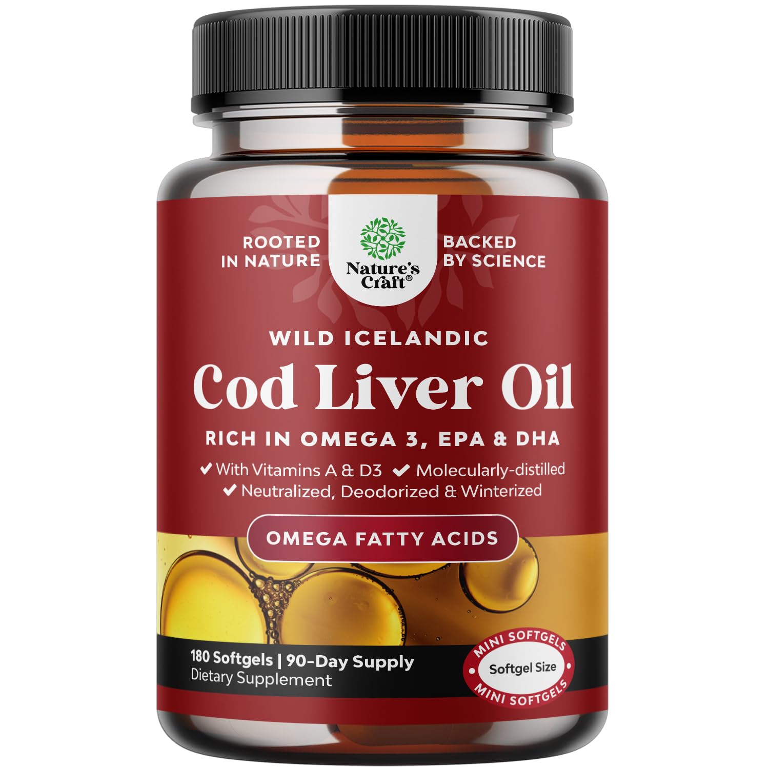 Icelandic Cod Liver Oil Softgels Wild Caught EPA DHA Omega3 Fish Oil