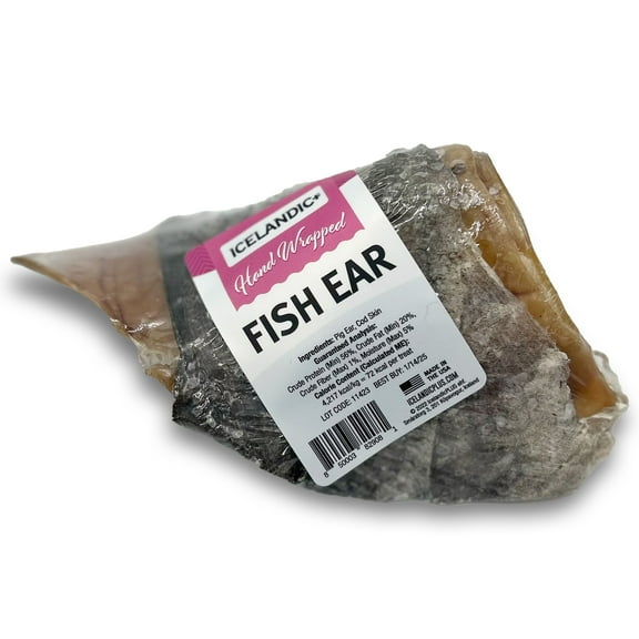 Icelandic+ Fish Ear - Pig Ear Hand-Wrapped In Cod Skin - Dog Treat, Two Chews in One, Long Lasting Dog Chew
