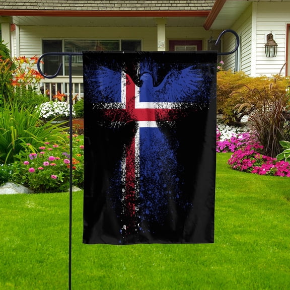 Icelandic Flag With Eagle Painting - Proud Iceland Garden Flag (11.5x17.5) Double-Sided Decorative Polyester Indoor/Outdoor Flag