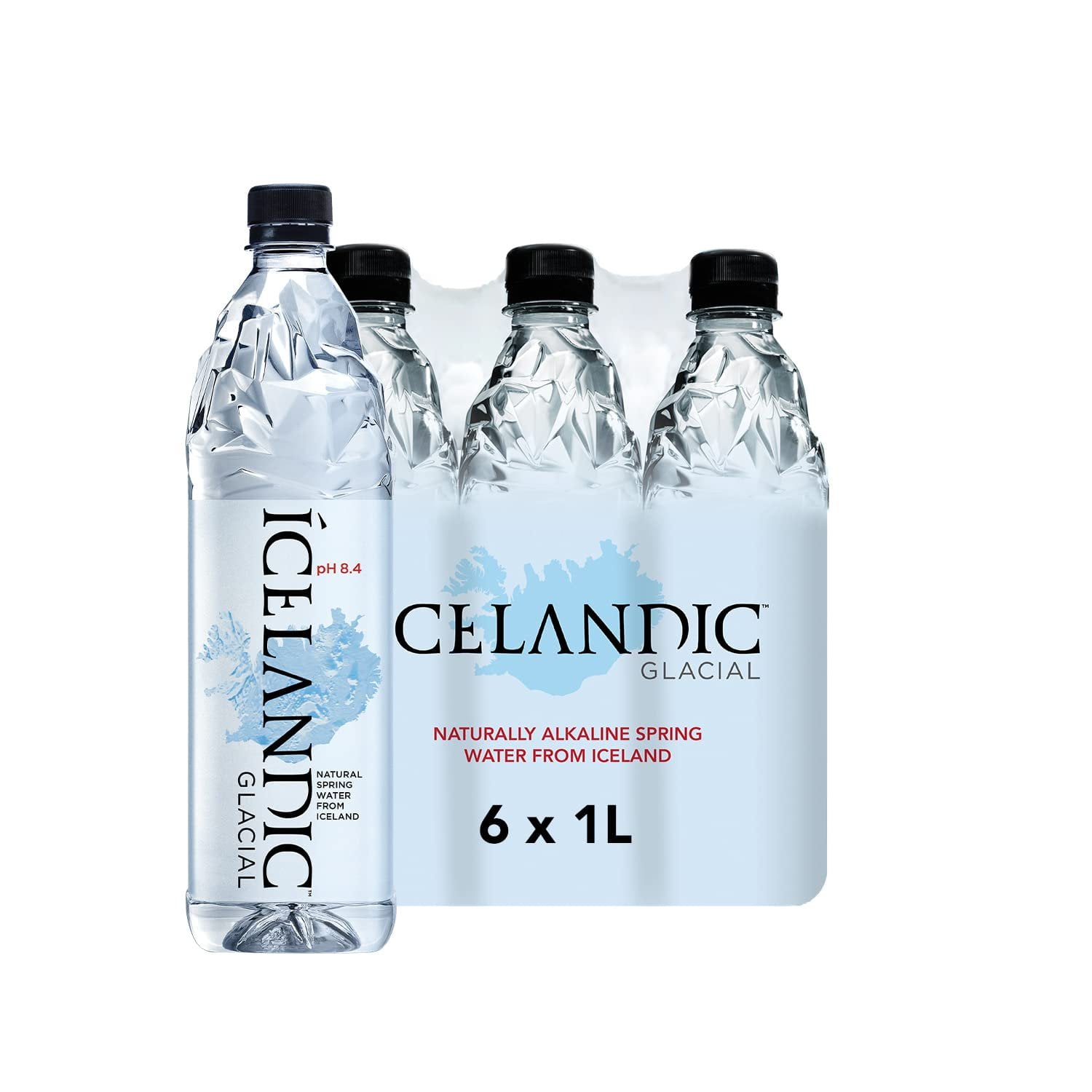 Icelandic Glacial Natural Spring Alkaline Water, 1 Liter (6 Count) 33.81 Fl Oz (Pack of 6)