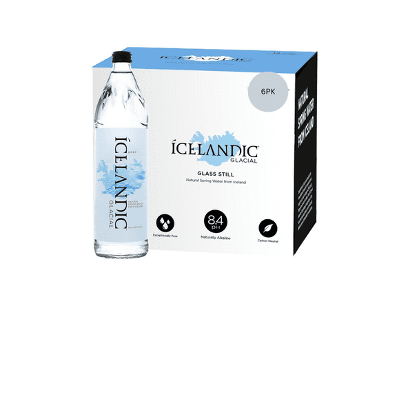Icelandic Glacial Still (Non-Sparkling) Natural Spring Mineral Water, 25 fl oz (6 Glass Bottles)