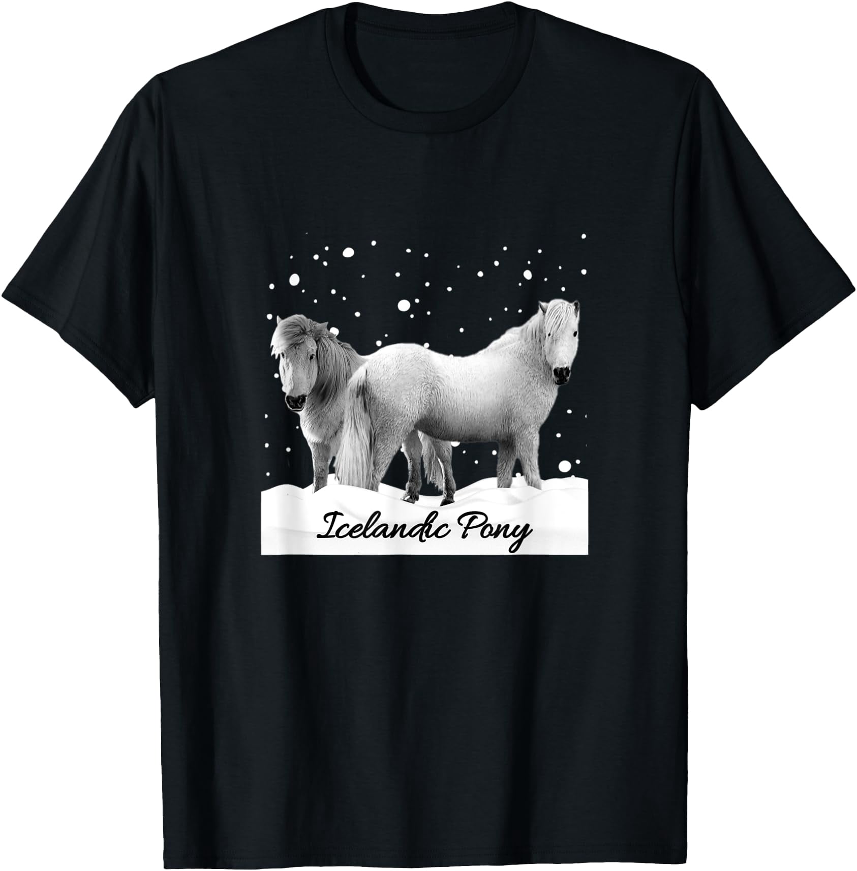 Icelandic Ponies Iceland Pony Horse Lovers Snow Design T-Shirt ...