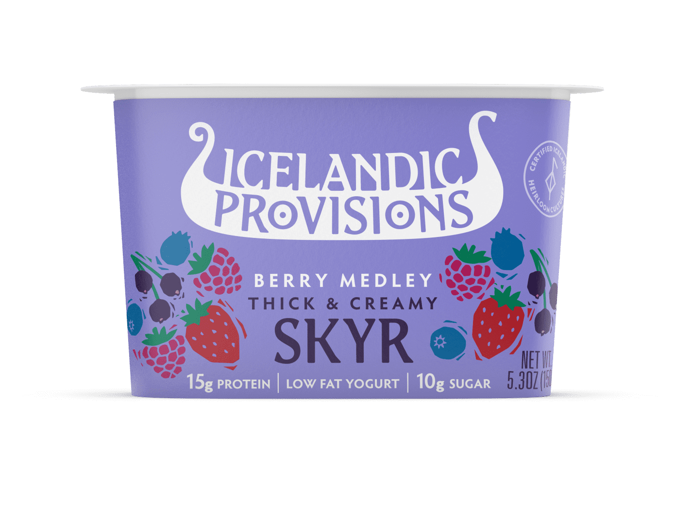 Icelandic Provisions Skyr, Berry Medley, 5.3 Ounce Plastic Cup
