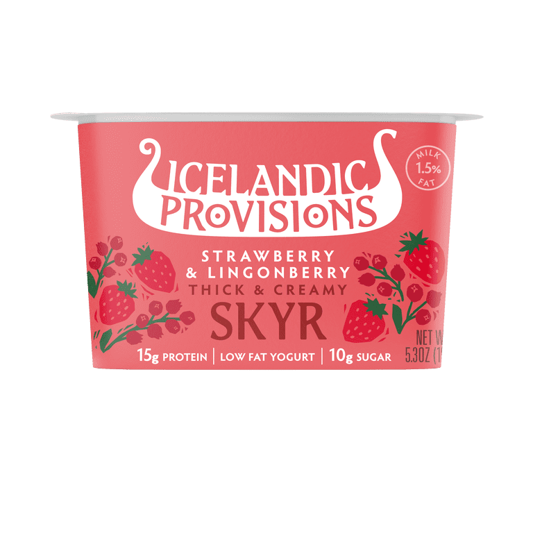 Icelandic Provisions Skyr Strawberry Lingonberry Yogurt 5.3 Ounce
