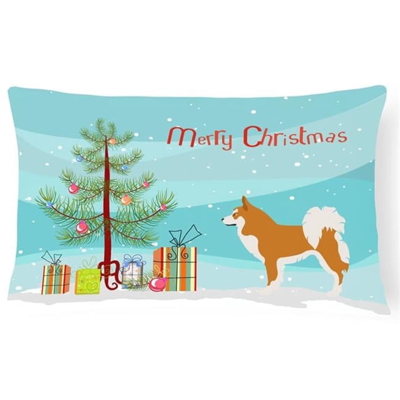 Icelandic Sheepdog Christmas Canvas Fabric Decorative Pillow - Multi-Colored - 12 L x 3 W x 16 H in.