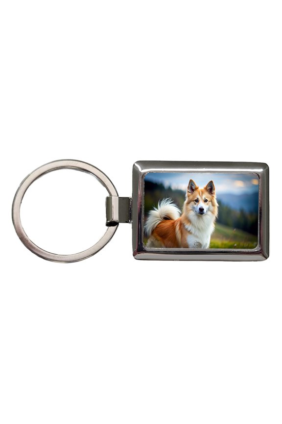 Icelandic Sheepdog Dog Photo Metal Rectangle Keychain