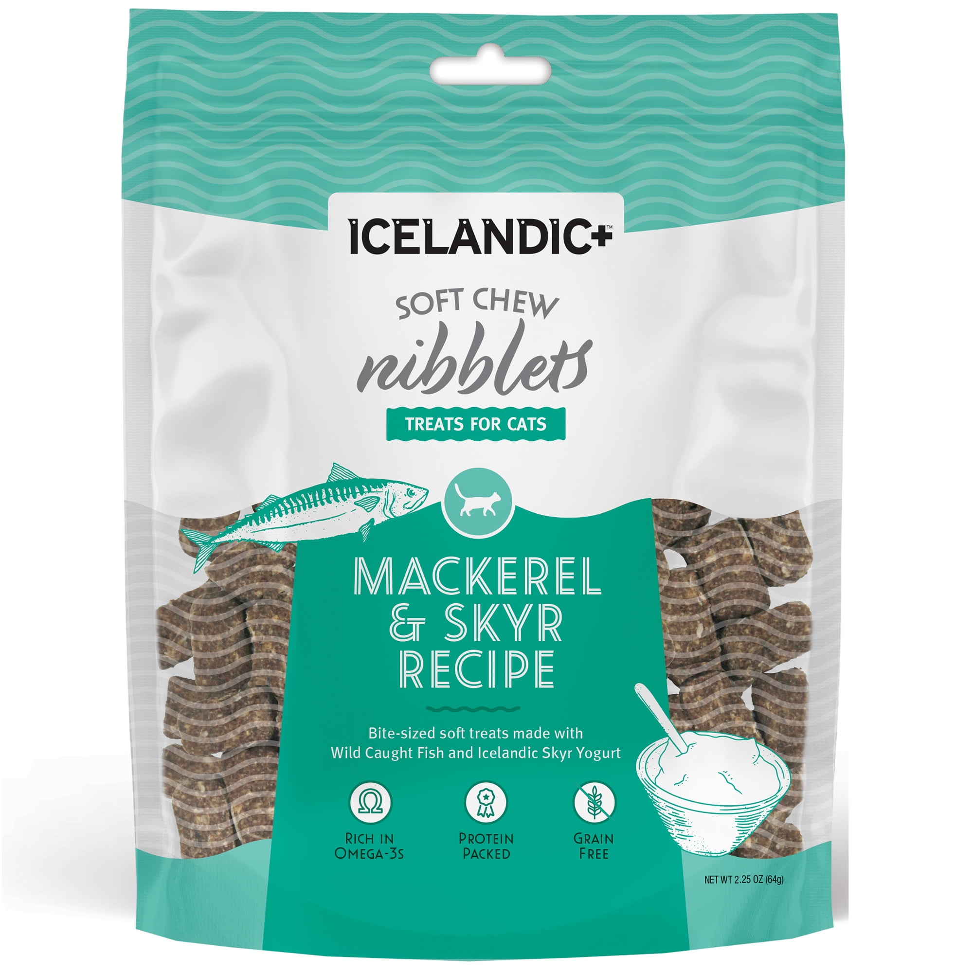 Icelandic+ Soft Chew Nibblets Mackerel & Skyr Cat Treat 2.25-oz Bag
