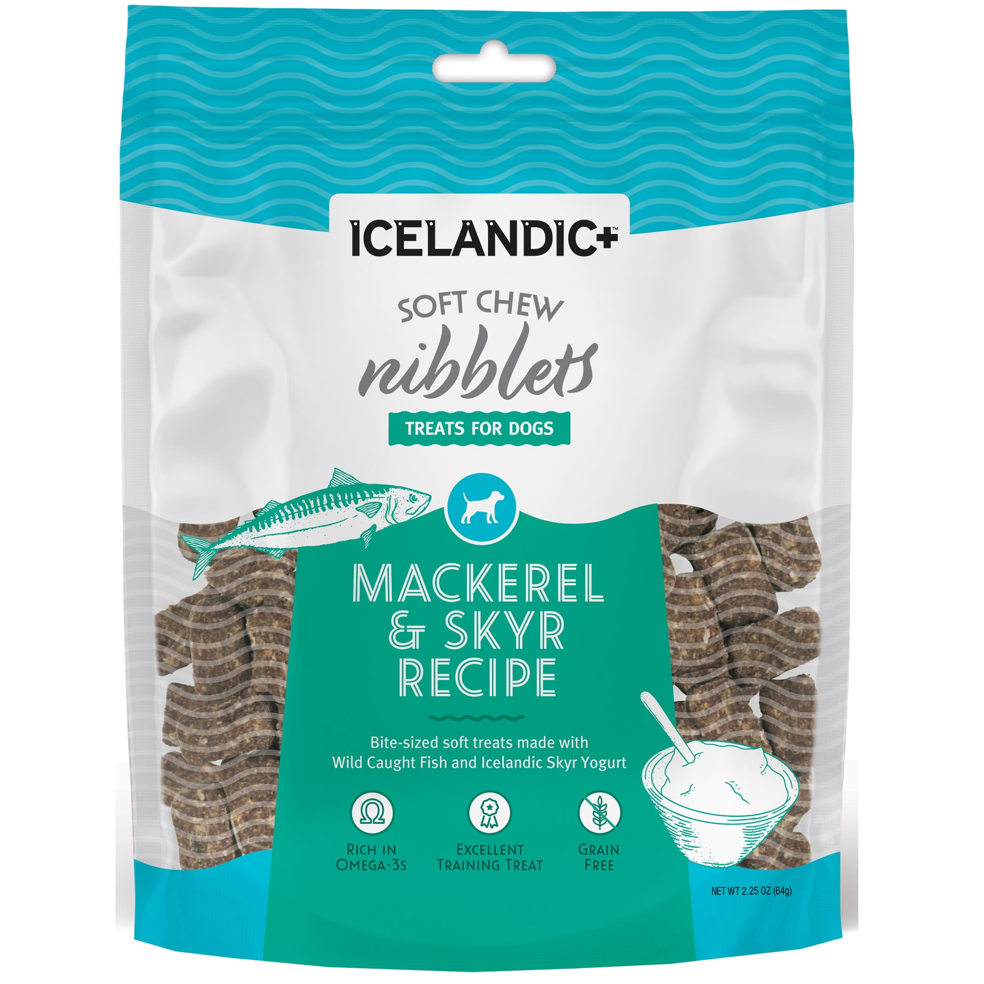 Icelandic+ Soft Chew Nibblets Mackerel & Skyr Dog Treat 2.25-oz Bag