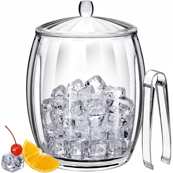 Icelyn-3-Quart Plastic Double-Wall Ice Bucket with Lid AND Tong,Insulated Bucket FOR Indoors AND Outdoors,Good FOR Kitchen,Bar,AND Restaurant,Perfect FOR Home AND Commercial Use
