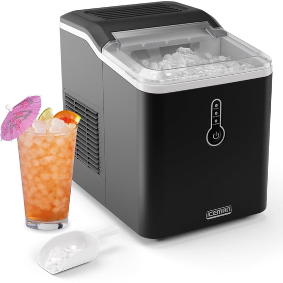 Iceman by Chefman Compact Nugget Ice Maker Machine, 26 lb in 24 Hours, Ice in 6 Minutes - Black