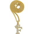 thumbnail image 1 of Icemond Rhinestone Studded Crown Small Initial Alphabet Letter Pendant Necklace 24" Cuban Chain Necklace in Gold Tone, 1 of 5