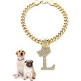 thumbnail image 1 of Icemond Rhinestone Studded Initial Pendant 18" Cuban Chain Fashion Costume Jewelry Necklace for Dogs Cats in Gold Rhodium Tone, 1 of 5