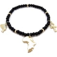 thumbnail image 1 of Icemond Women's Egyptian Symbols Charm 6mm 10" to 12" Stretchable Wooden Bead Anklet in Gold Tone, 1 of 4