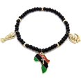 thumbnail image 1 of Icemond Women's Egyptian Symbols Charm 6mm 10" to 12" Stretchable Wooden Bead Anklet in Gold Tone, 1 of 4