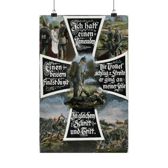 Ich hatt einen Kameraden WW1 German Iron Cross Fallen Soldier Poster