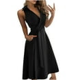 thumbnail image 1 of Ichaunyi Summer Dresses Women's Casual Loose Bandage Sleeveless Solid V-Neck Ankle-Length Dress, 1 of 7