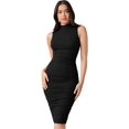 thumbnail image 1 of SheIn Women's Solid Mock Neck Sleeveless Ruched Bodycon Dress X-Large Black, 1 of 4