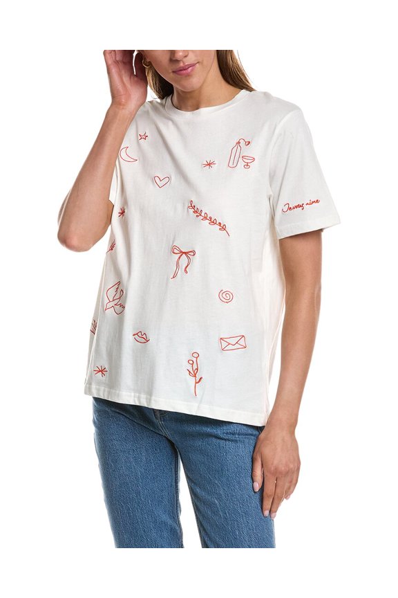 womens Ihmajou Crewneck Short Sleeve T-Shirt, xs, White