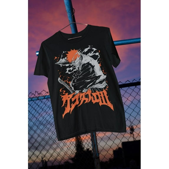 Ichigo Kurosaki Bankai, Bleach Manga Anime Shirt,Black color,size 4XL