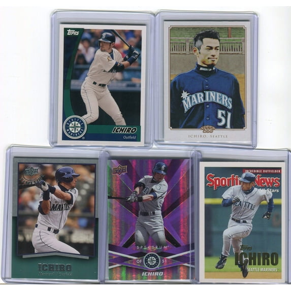 Ichiro Seattle Mariners Assorted Baseball Cards 5 Card Lot